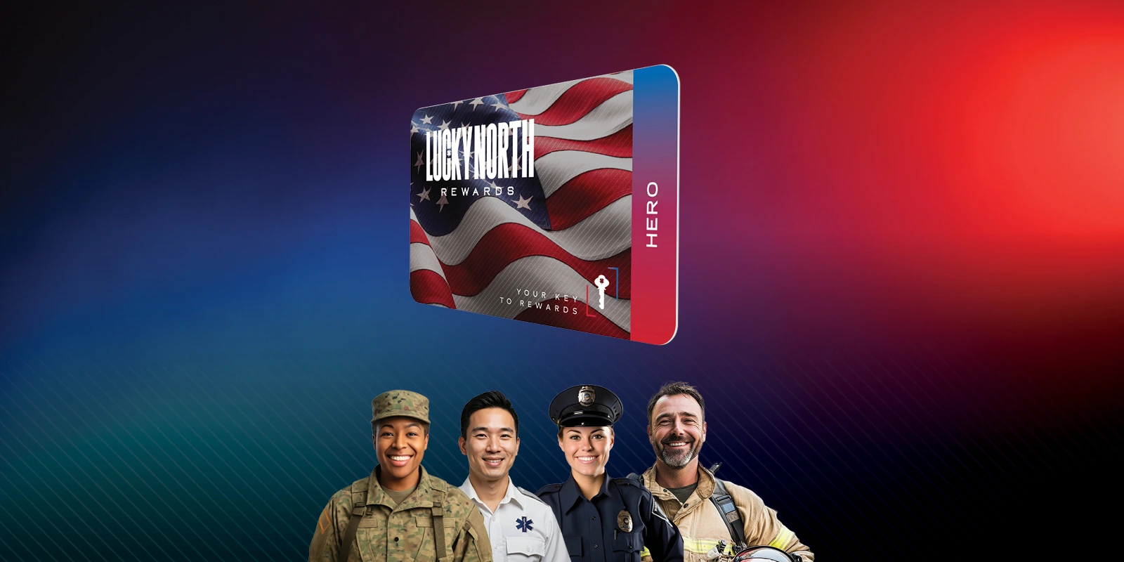The Hero Program featuring images of a soldier, medic, police officer, and fire fighter.